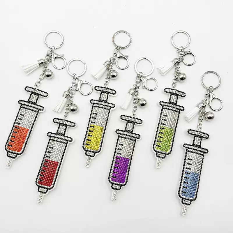 Nurse Gift Bling Rhinestone Syringe Keychain Medical Bag Charm