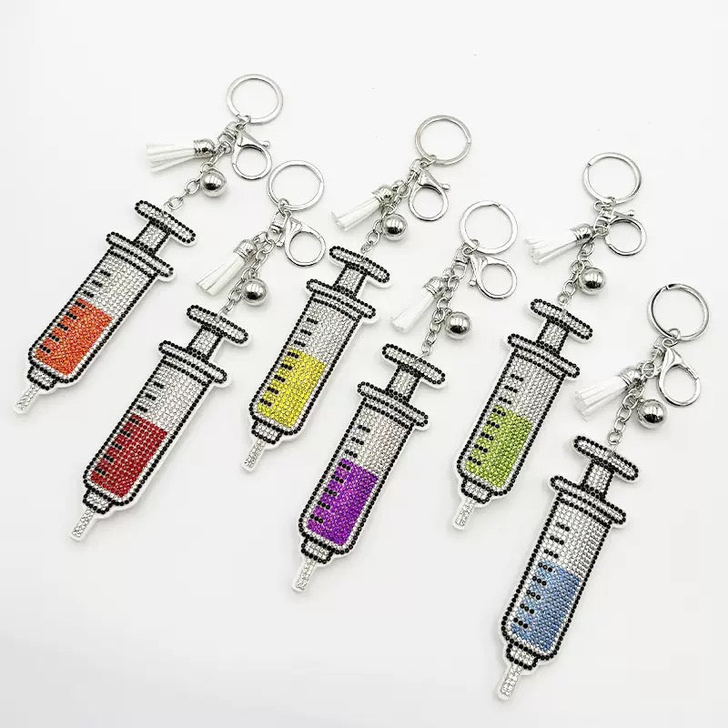 Nurse Gift Bling Rhinestone Syringe Keychain Medical Bag Charm