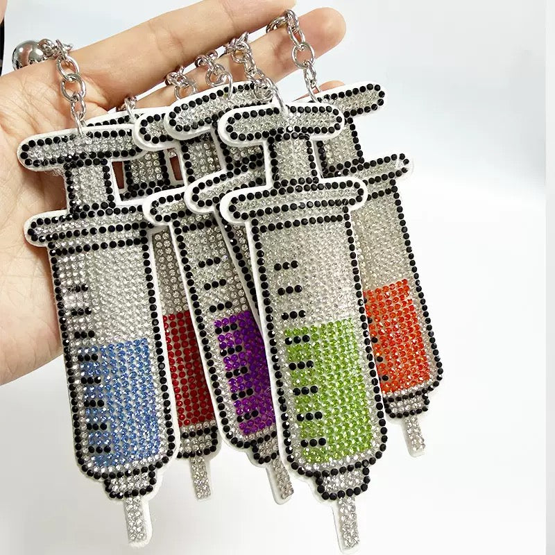 Nurse Gift Bling Rhinestone Syringe Keychain Medical Bag Charm
