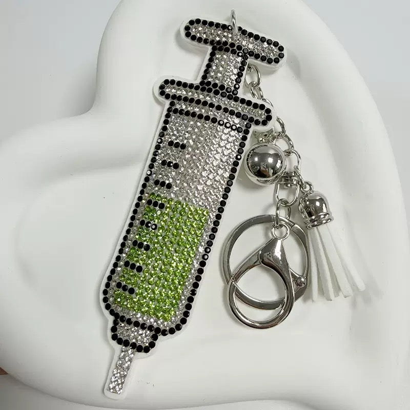 Nurse Gift Bling Rhinestone Syringe Keychain Medical Bag Charm