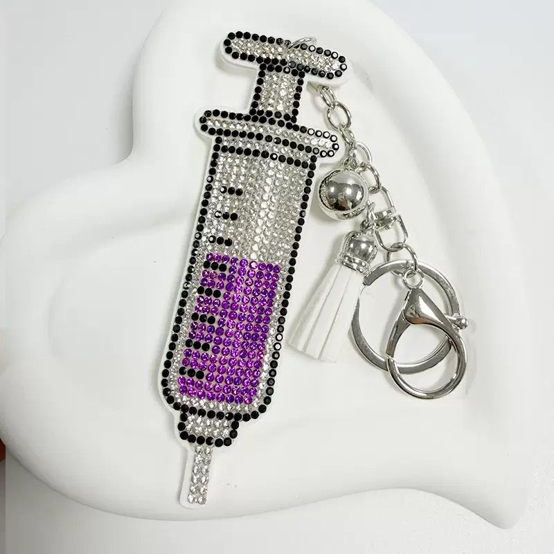 Nurse Gift Bling Rhinestone Syringe Keychain Medical Bag Charm