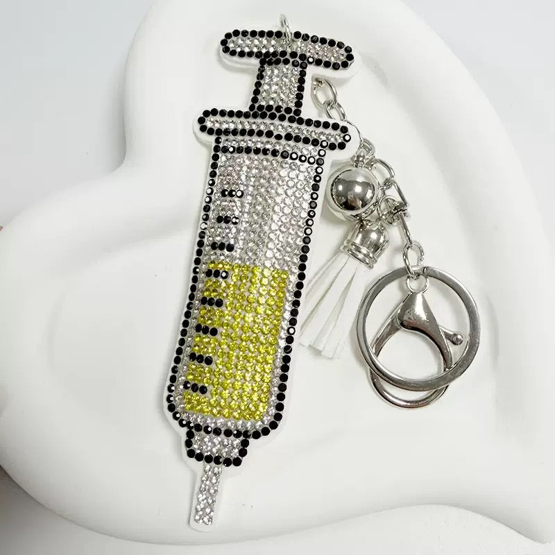 Nurse Gift Bling Rhinestone Syringe Keychain Medical Bag Charm